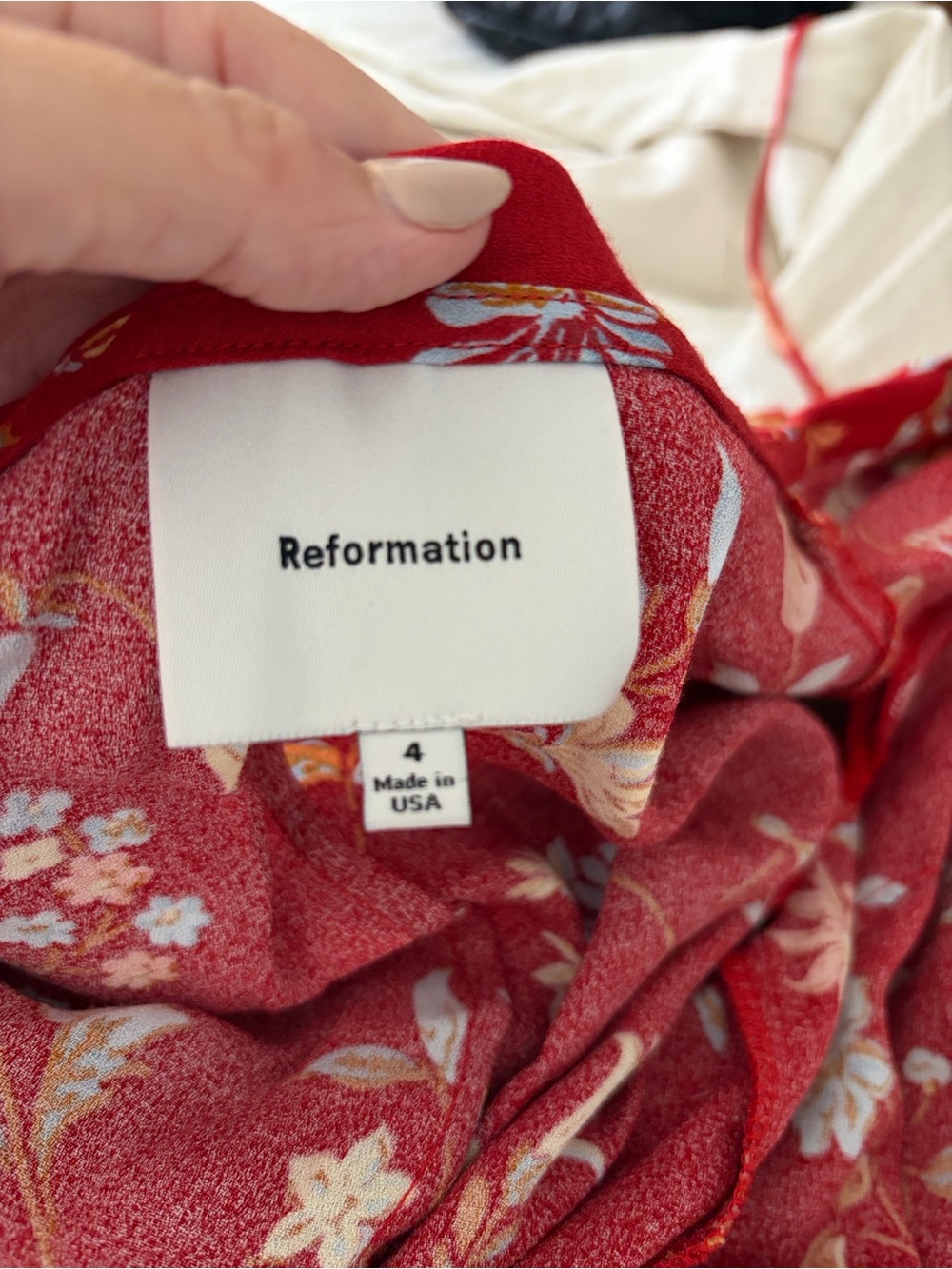 Reformation Red Floral Ruffle Wrap Top - Picture 5 of 11